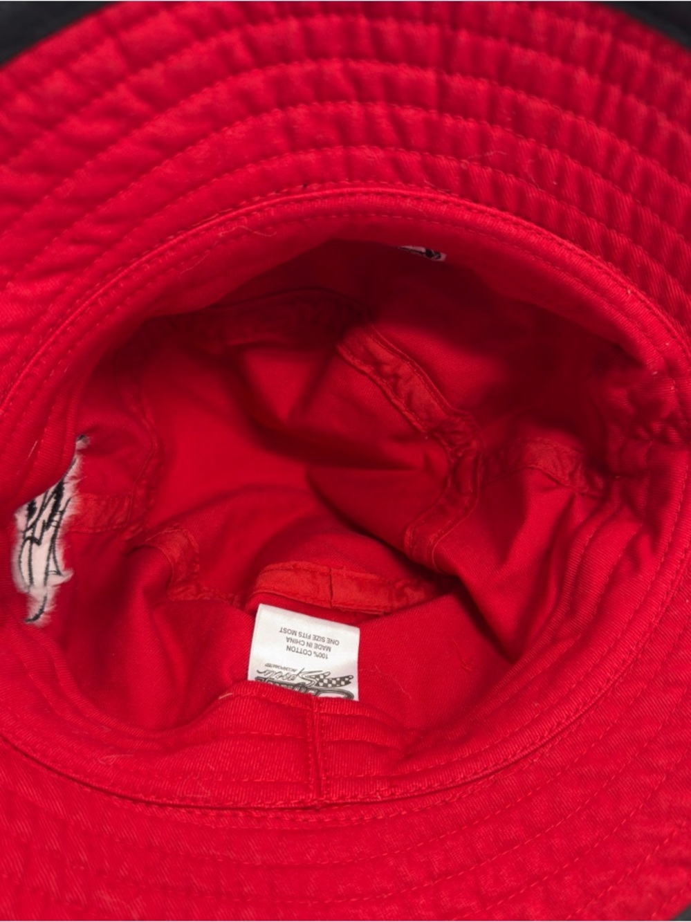 Vintage Chevrolet "Bowtie" Bucket Hat - Embroidered Tony Stewart Red - Rare - Picture 6 of 7